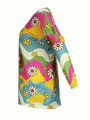 Monster Print Long Sleeve Dress with Pockets