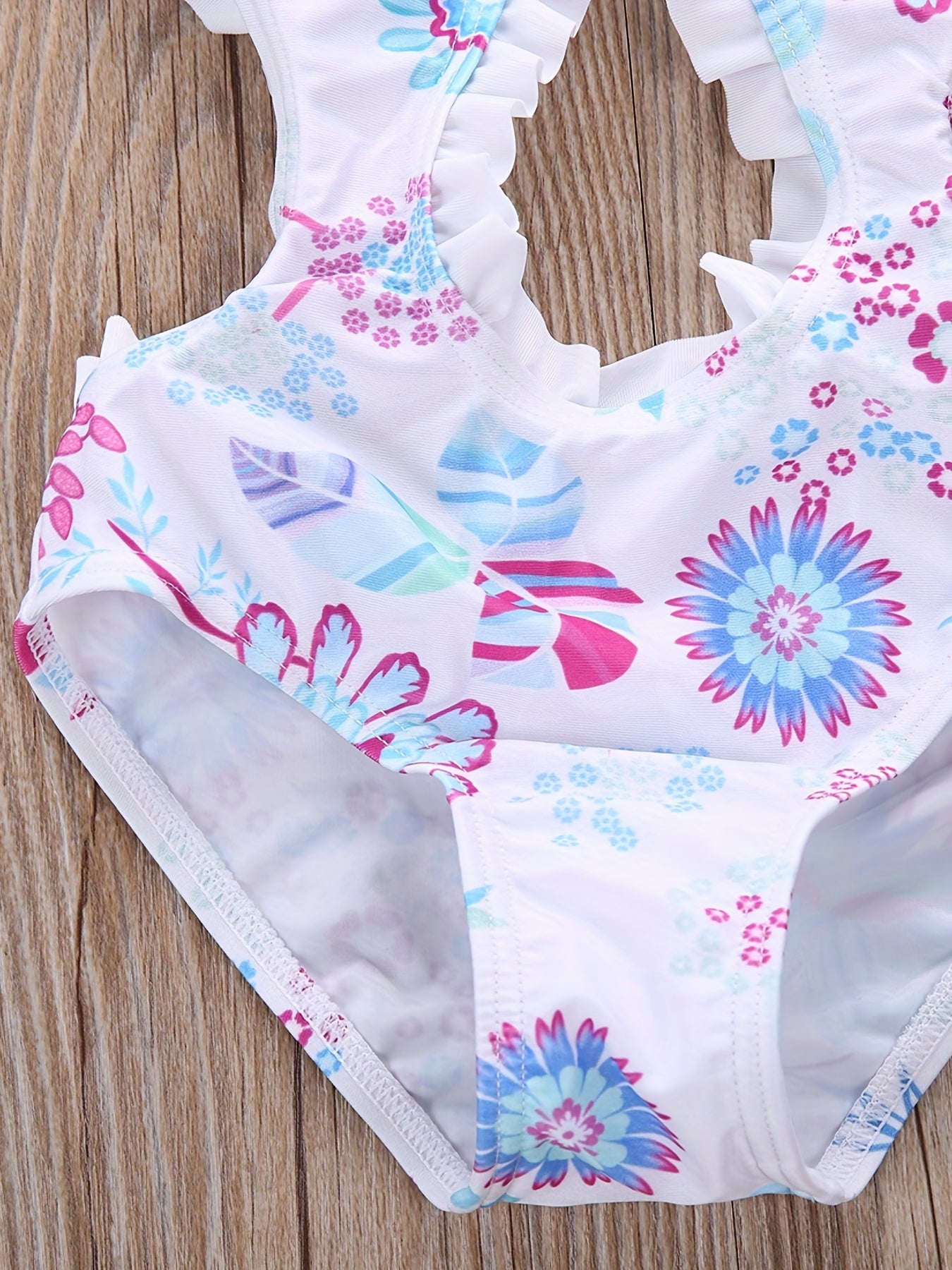 Toddler Girls Flowers Halter One Piece Swimsuit