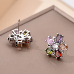 2PCS Silver Sunflower Shape Earring For Ladies Ear Stud