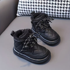 JIAGEYA Girls' Casual Fleece Boots Lightweight Warm Wear-resistant
