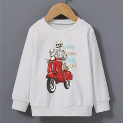 COFFEE BEFORE RIDING Halloween Style Kid's Sweatshirt