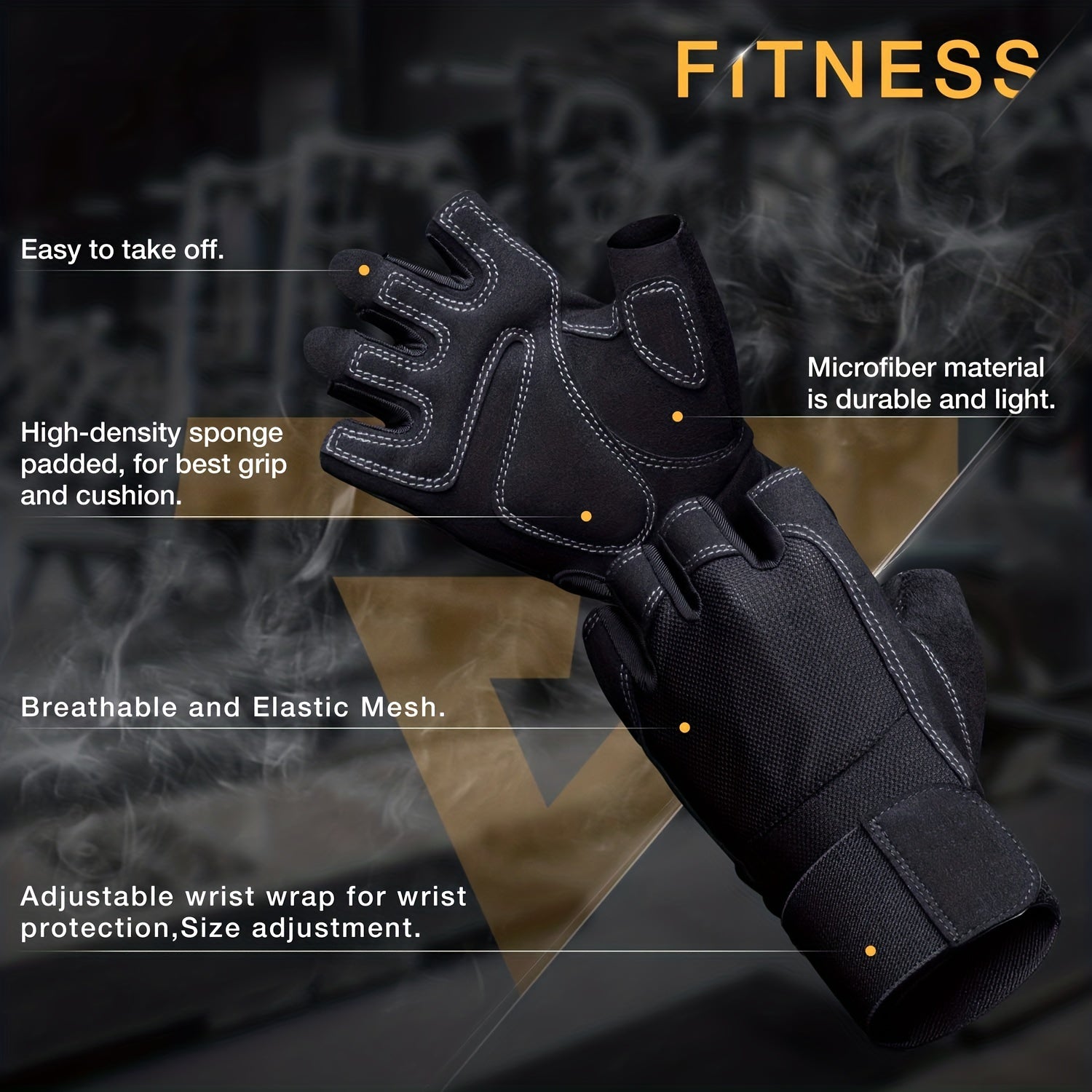 Sports Gloves with Wrist Wrap Support for Weightlifting Training