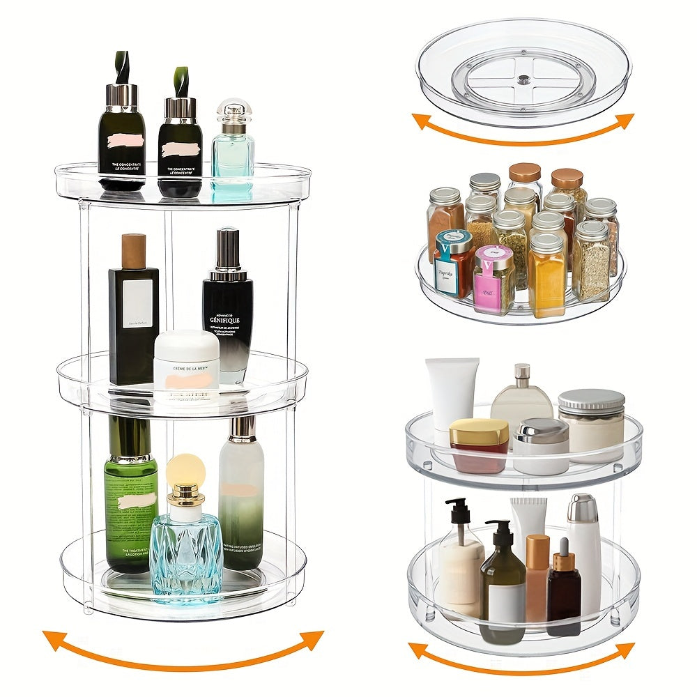 1pc 1 2 3 Layer 25 4 Cm Clear Non Skid Lazy Susan Organizers Turntable Rack