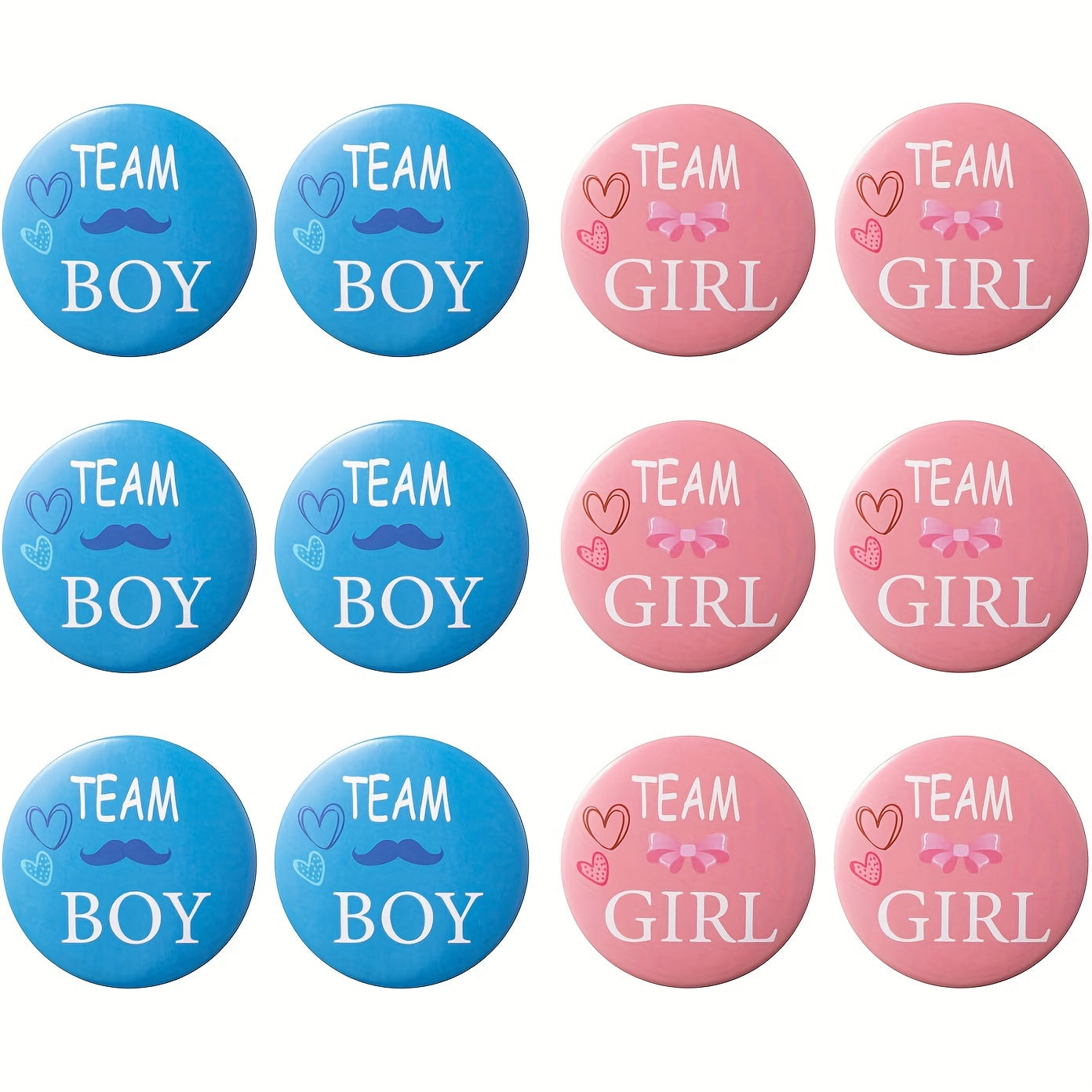 12 Pieces Gender Reveal Button Team Boy Girl Baby Shower Party Supplies