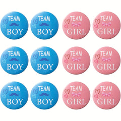 12 Pieces Gender Reveal Button Team Boy Girl Baby Shower Party Supplies