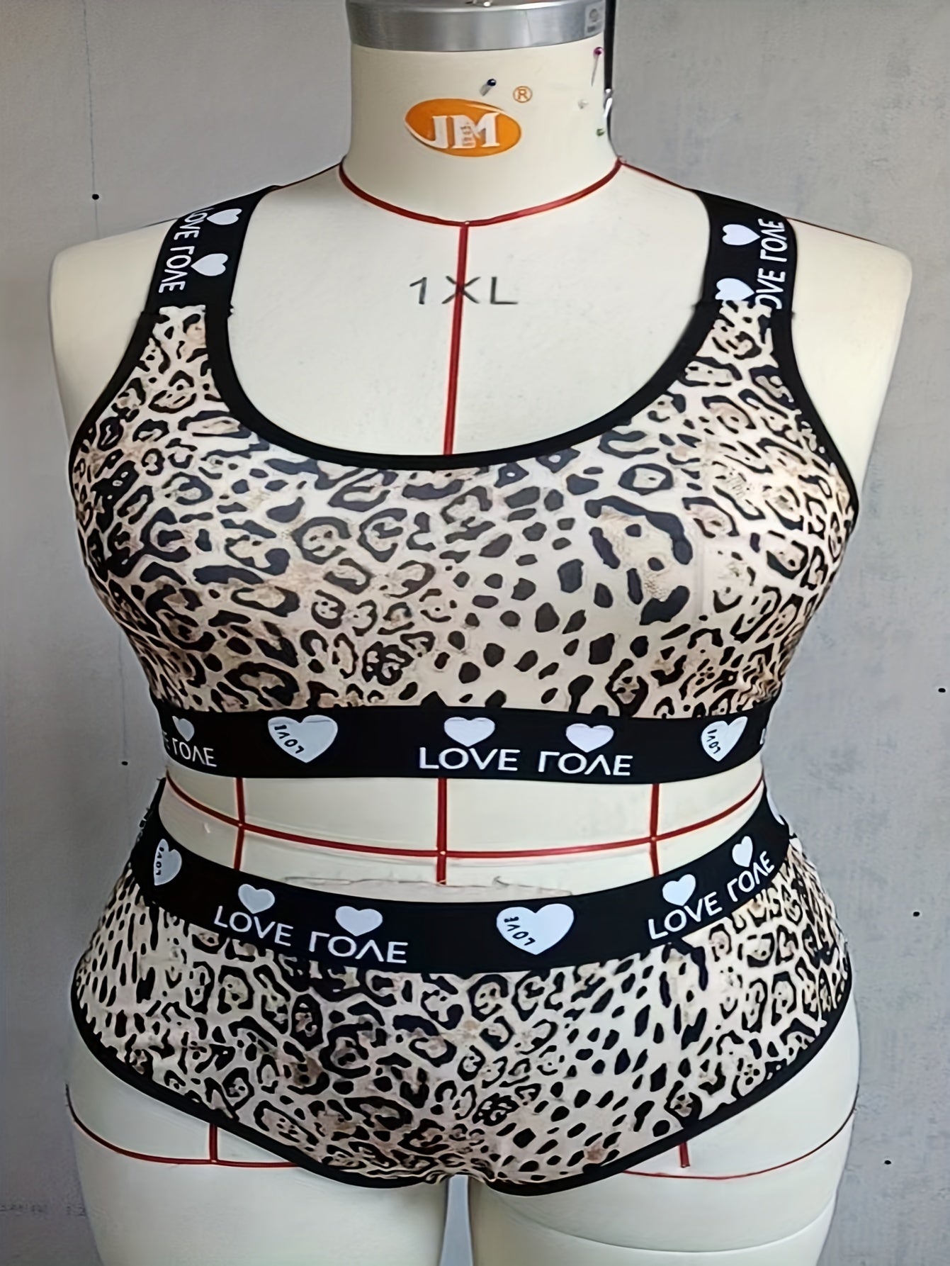 Leaf Print Criss Cross Back Bra & Panty Lingerie Set