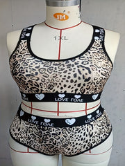 Leaf Print Criss Cross Back Bra & Panty Lingerie Set
