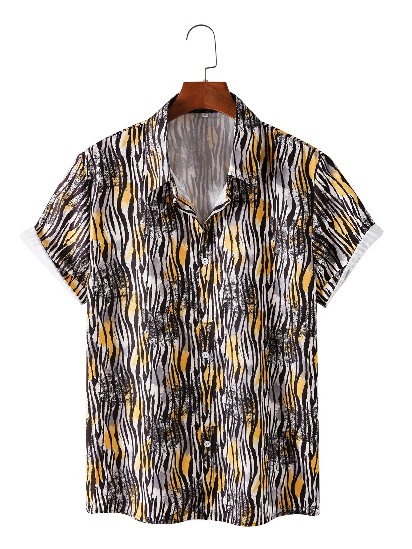 Men's Geometric Striped Short Sleeve Shirt