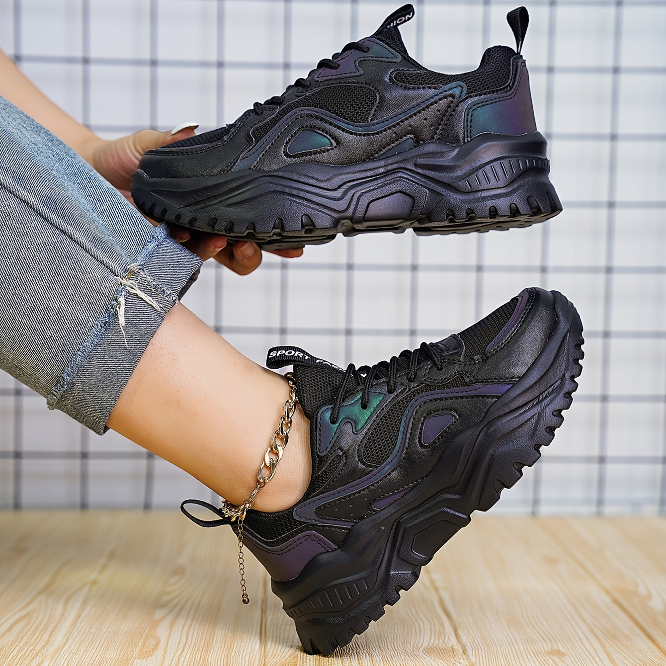 Women's Ombre Chunky Sneakers Mesh Running Shoes