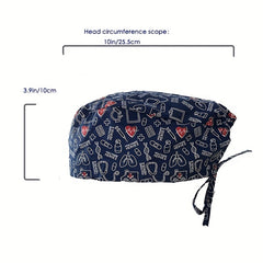 Printed Working Hat Scrub Caps Adjustable Work Cap For Man And Woman