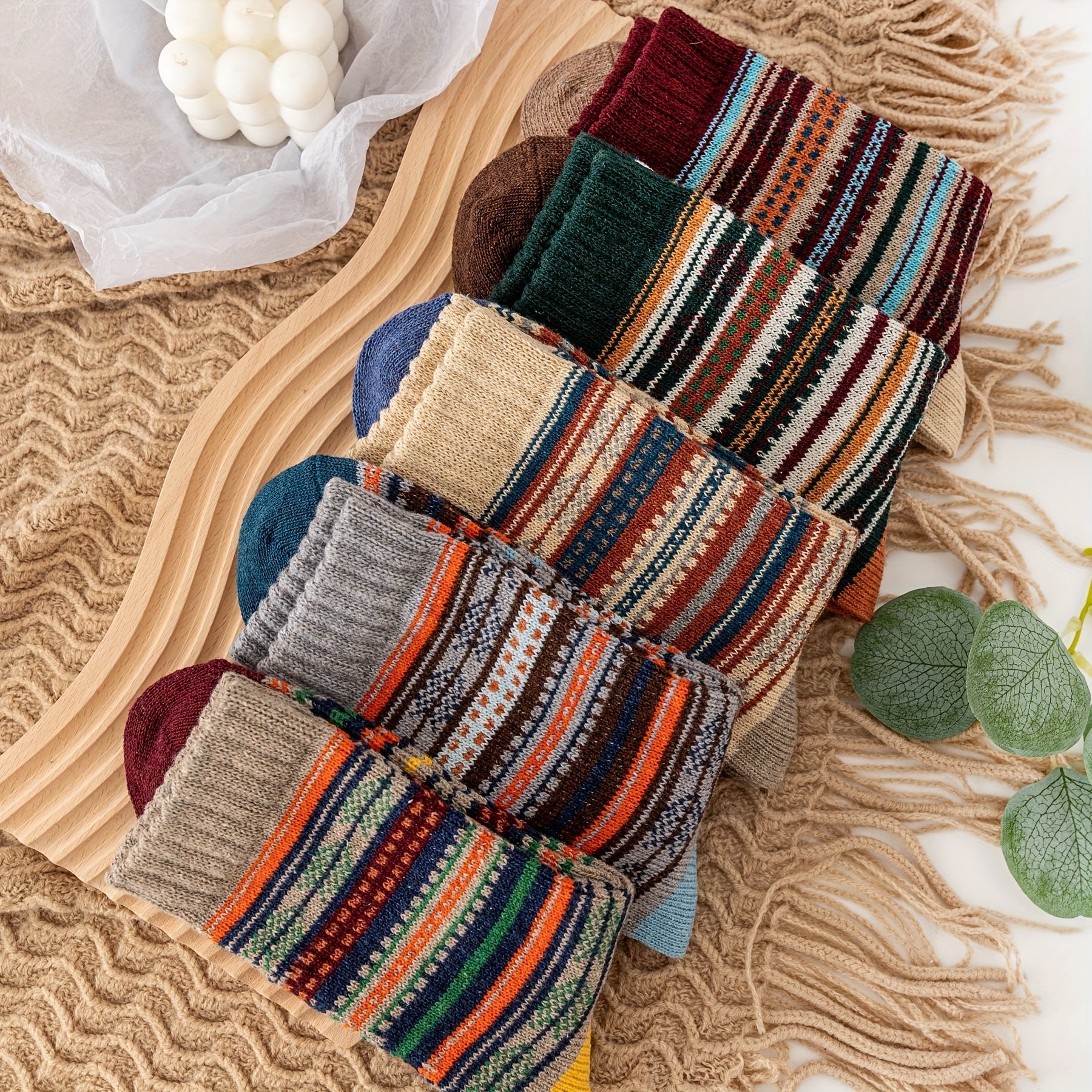 5 Pairs Winter Wool Socks For Men Thickened Warm Crew Socks