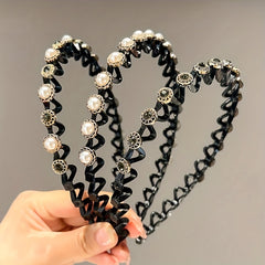 Faux Pearl Flower Hair Hoop Rhinestone Headband Hair Accessories Girls