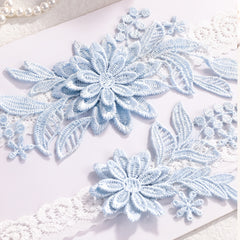 2pcs Lace Floral Stretch Leg Garter Set Bridal Accessories