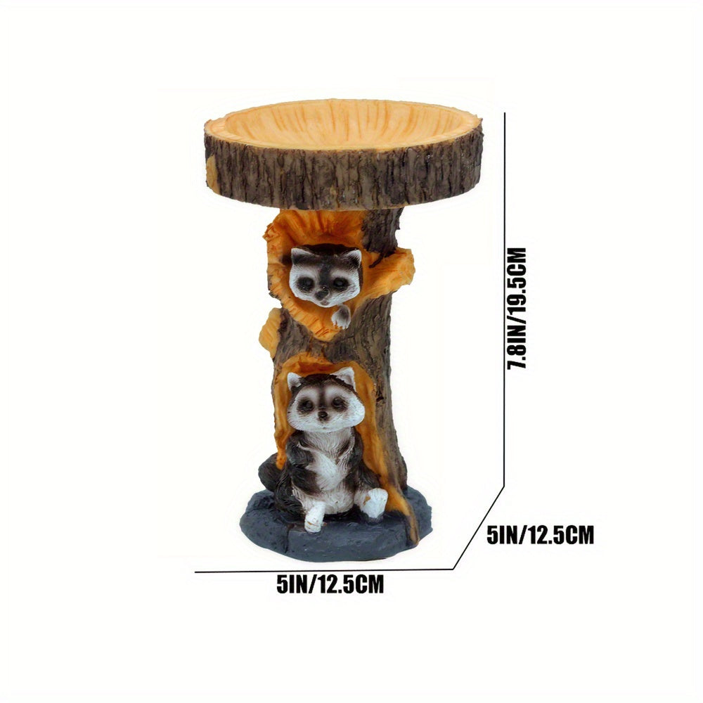 Resin Bird Bath Bowl For Garden Animals & Tree Shape Wild Bird Feeder