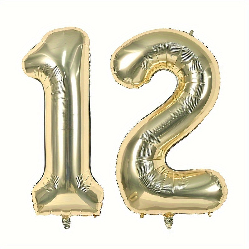 2pcs Golden Number Balloons 101 6 Cm Light Golden Aluminum Foil