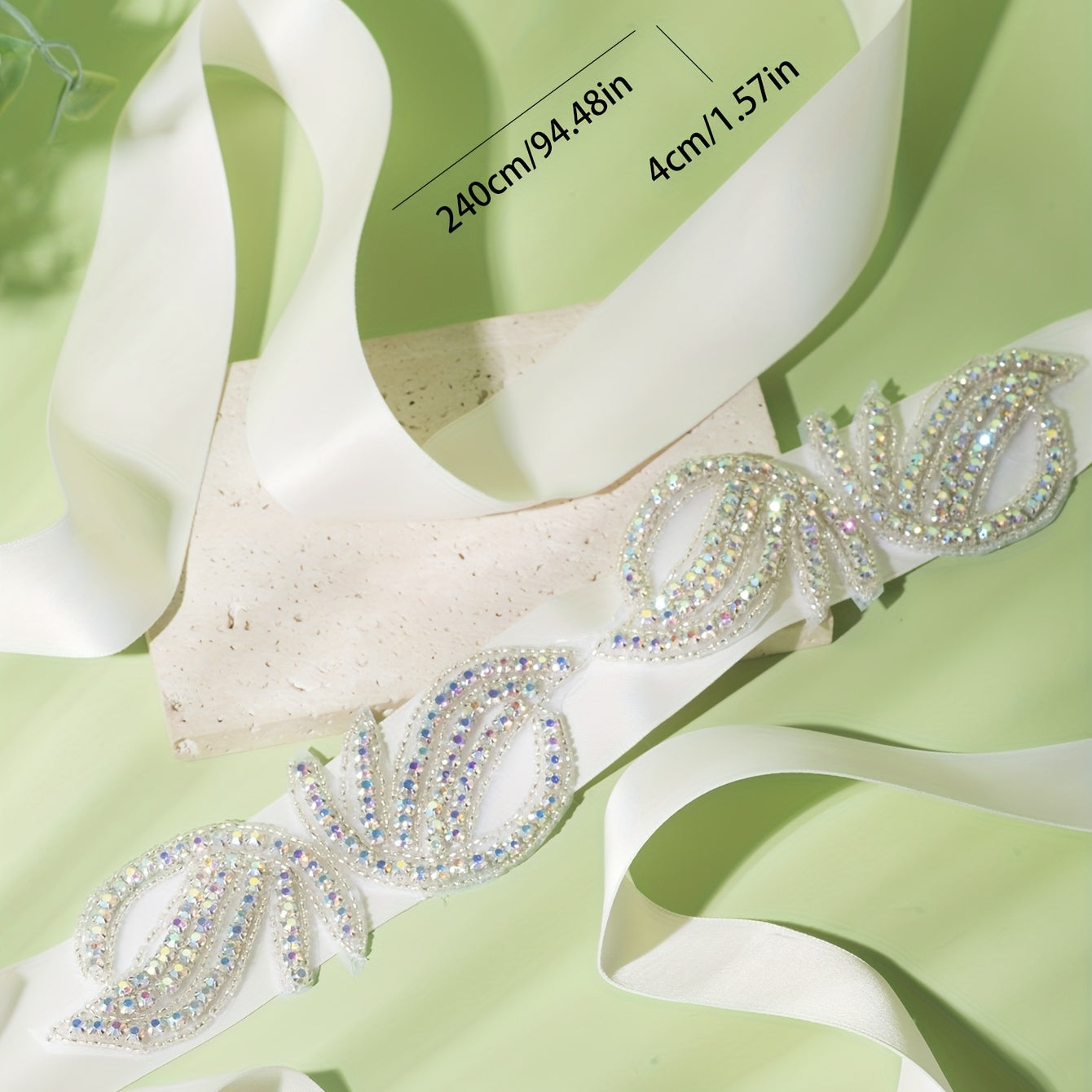 Glitter Rhinestone Ribbon Belt for Wedding