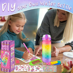 DIY Water Bottle Kit for Girls, Unicorn Mermaid Design, Diamond Painting Craft