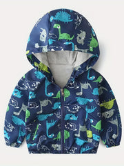 Boys Dinosaur Hooded Jacket Windbreaker Kids Clothes