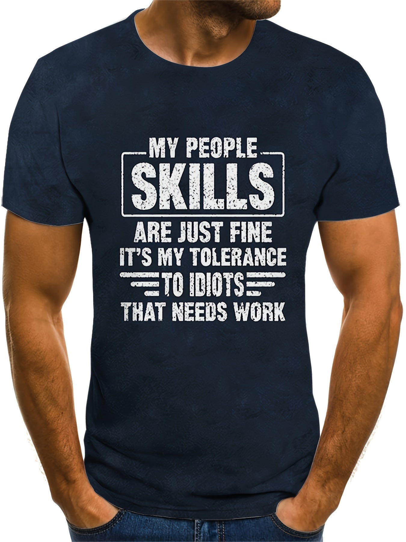 People Skills Print Men's Short Sleeve T-shirt Graphic Tee Men's Summer Clothes