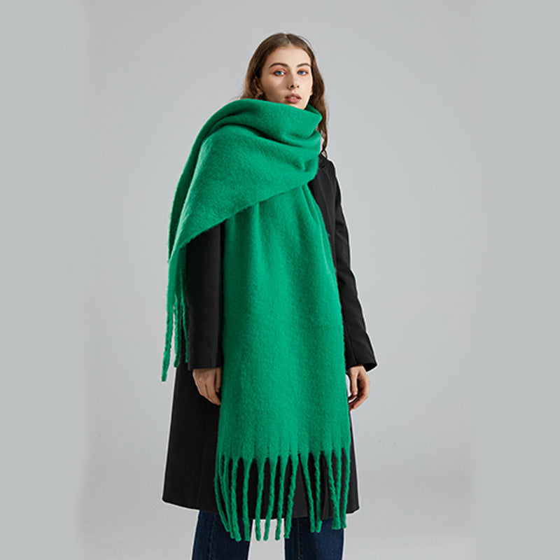 Winter Thick Tassel Scarf Warm Fuzzy Cold Windproof Chunky Scarf