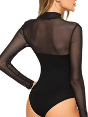 Mesh Shaping Bodysuit Long Sleeve Tummy Control Slimmer Body Shaper