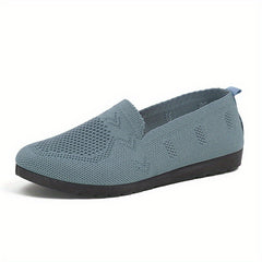 Women's Breathable Knit Flat Shoes Lightweight Slip On Shoes