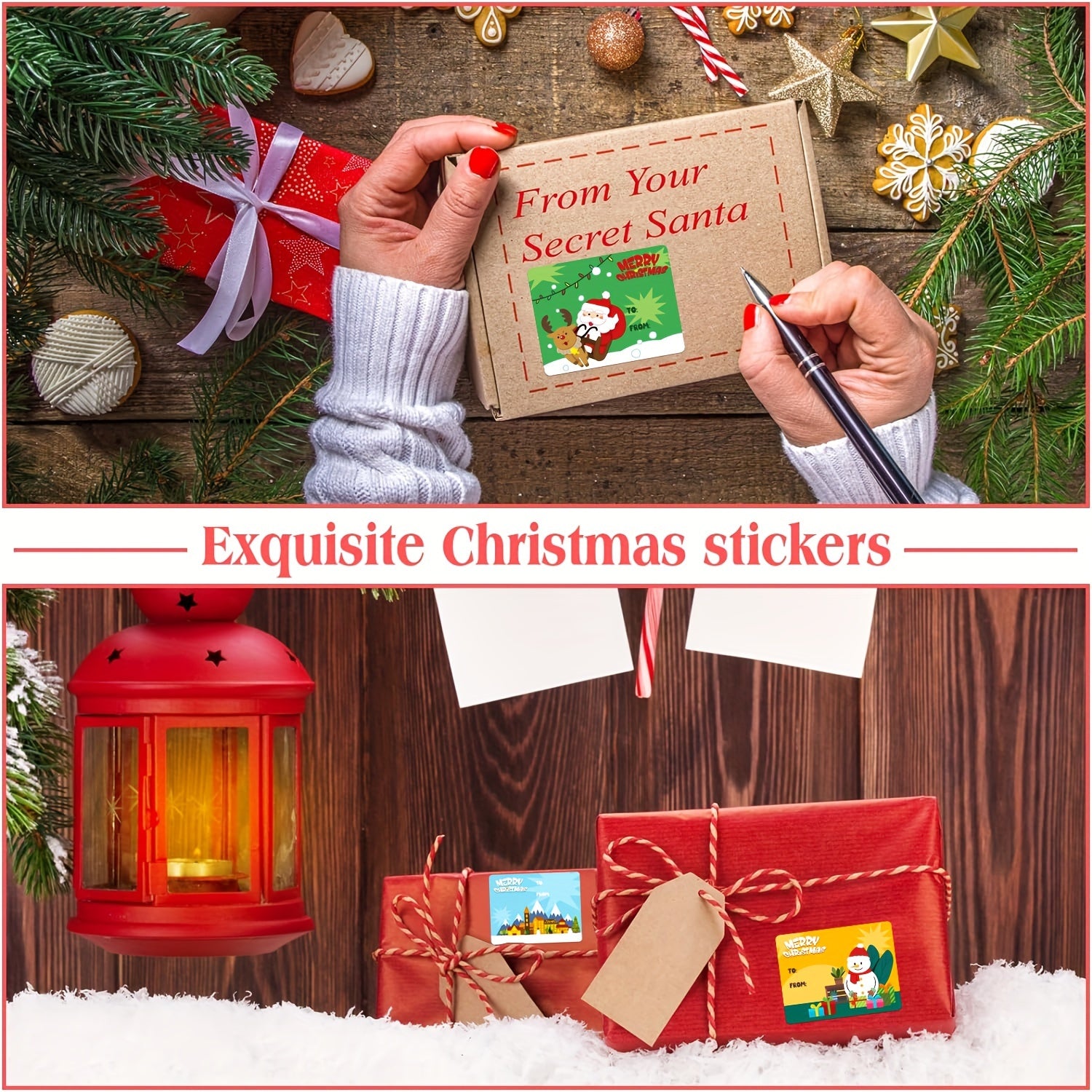 200pcs Christmas Series Water Bottle Stickers Labels Self Adhesive