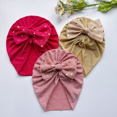 Baby Girls Polka Dots Flowers Decor Cap Soft Head Wrap