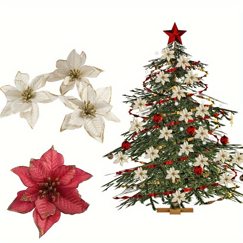6pcs Christmas Flowers Xmas Tree Ornaments Xmas Decorations