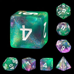 7-Piece Glitter Dice Set for RPG & Tabletop Games