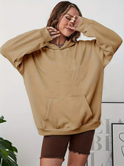 Solid Kangaroo Pocket Hoodie Casual Long Sleeve Hoodies