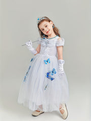 Girls Butterflies Print Princess Dress Costume