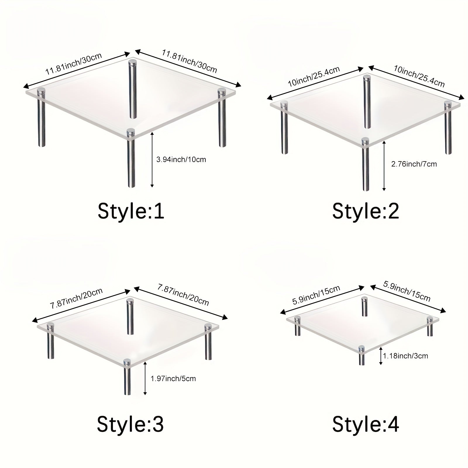 4pcs Layer Acrylic Cake Display Stand for Parties