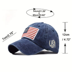 Distressed Letters Baseball Cap American Flag Embroidered Dad Cap