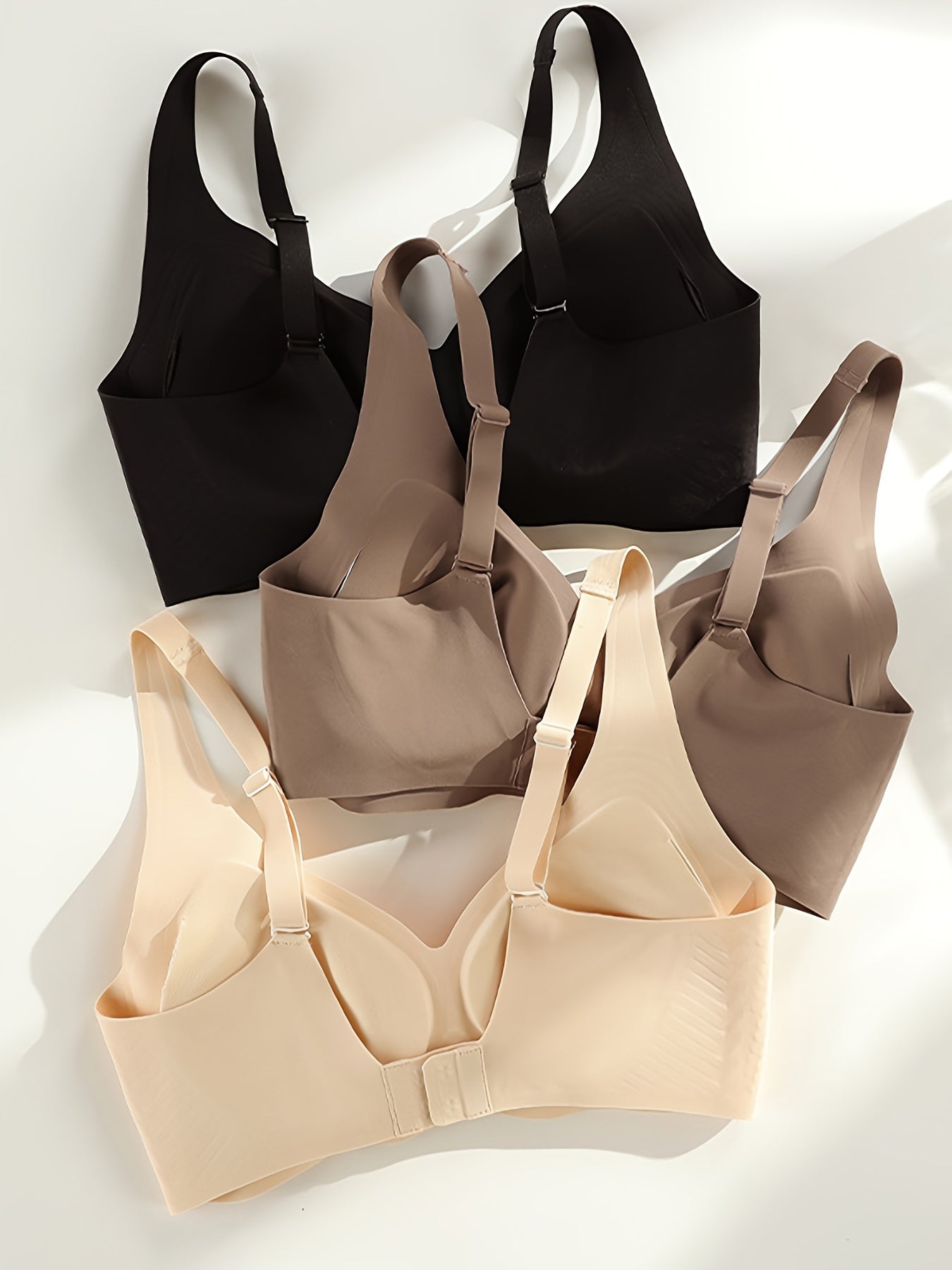 3pcs Seamless Push Up Bras Comfy & Breathable Women's Lingerie