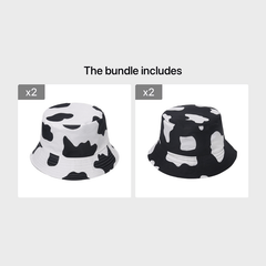 Graffiti Print Double Sided Cow Fisherman Hat