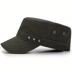 Men's Spring Flat Hat with Five-pointed Star Design