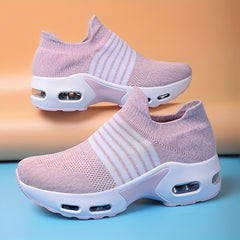 Women's Air Cushion Sock Sneakers Chunky Heel Slip On Sports Shoes