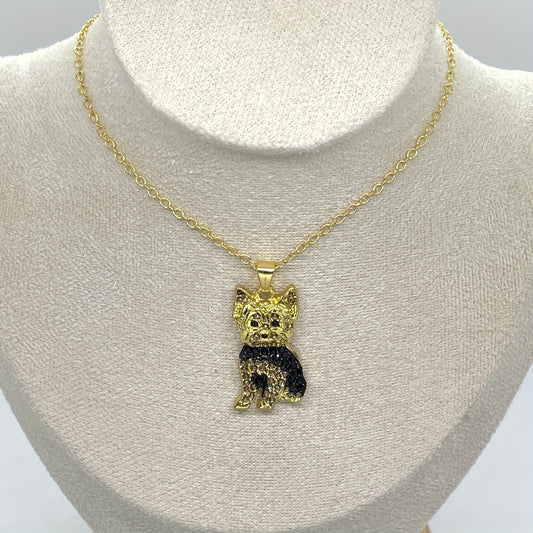Royal Yorkie Rhinestone Pet Pendant Necklace