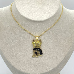 Royal Yorkie Rhinestone Pet Pendant Necklace