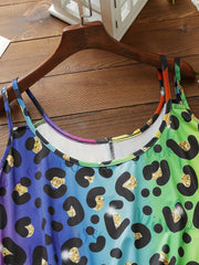Ombre Leopard Print Tank Top Medium Stretch
