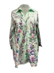 Casual Blouse Women's Plus Allover Floral Print Turn Down Collar Shirt