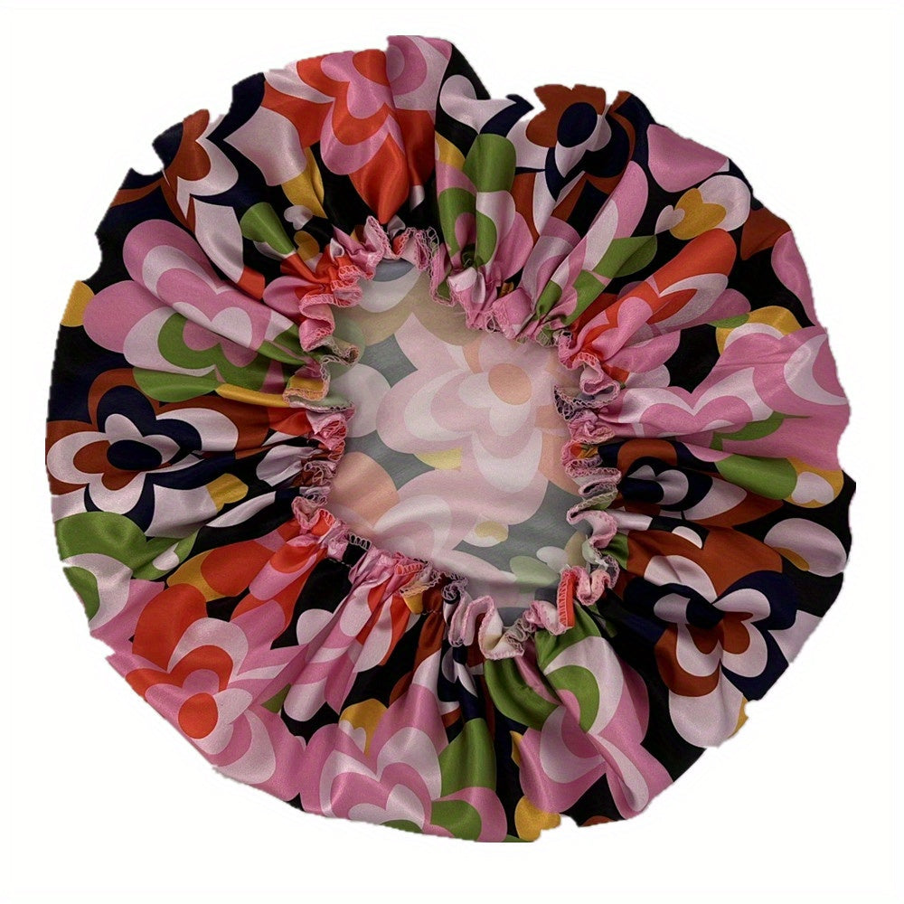 Leopard Print Satin Bonnet Elastic Hair Bonnet Night Cap