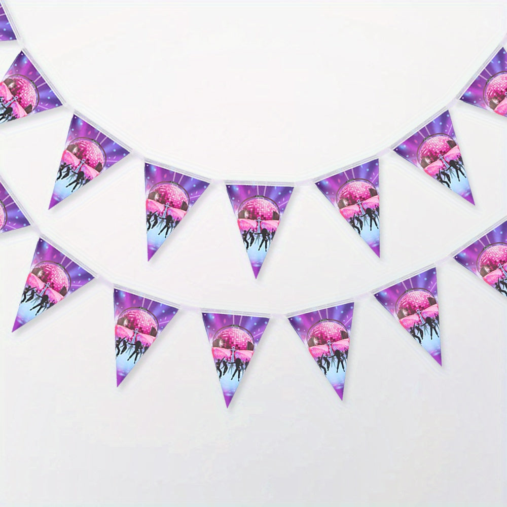70s Disco Party Banner Flag Decoration 70s Woman Man Record Neon Night Supplies