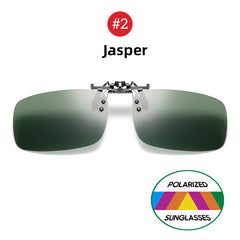 Men's Square Polarized Lens Clip On Sunglasses