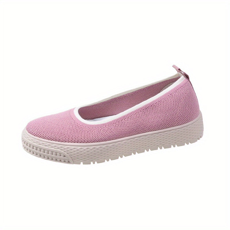 Breathable Knit Loafers Casual Slip On Platform Shoes