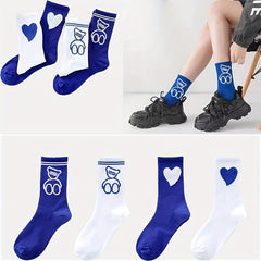 Men's Cartoon Love Heart Bear Crew Socks Breathable Comfy Casual Unisex Socks
