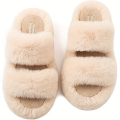 Women's Double Strap Slippers Lightweight Open Toe Slip On Shoes