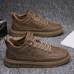 Men's Lace up Sneakers PU Leather Skate Shoes Good Grip Breathable