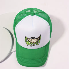 GRINNING Printed Trucker Hat Green Baseball Cap Mesh Breathable Dad Hats